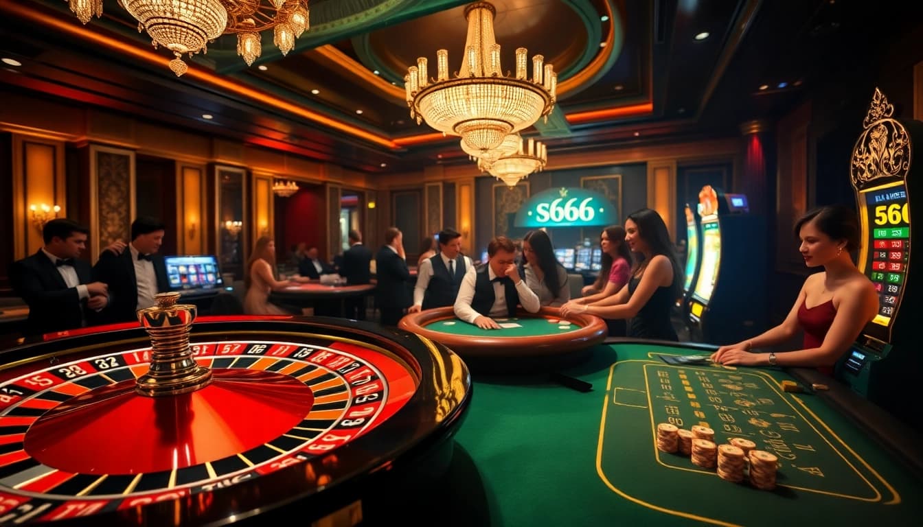 S666 players enjoying a thrilling casino experience at a vibrant roulette table.
