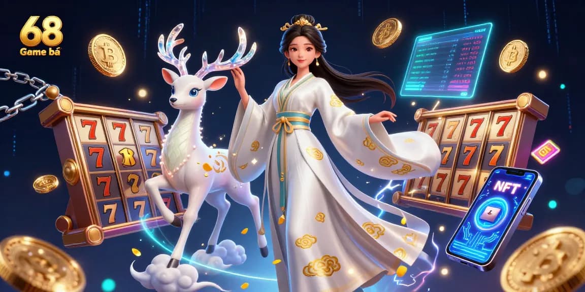 Experience 68 Game bài excitement with slots, crypto elements, and vibrant casino atmosphere.