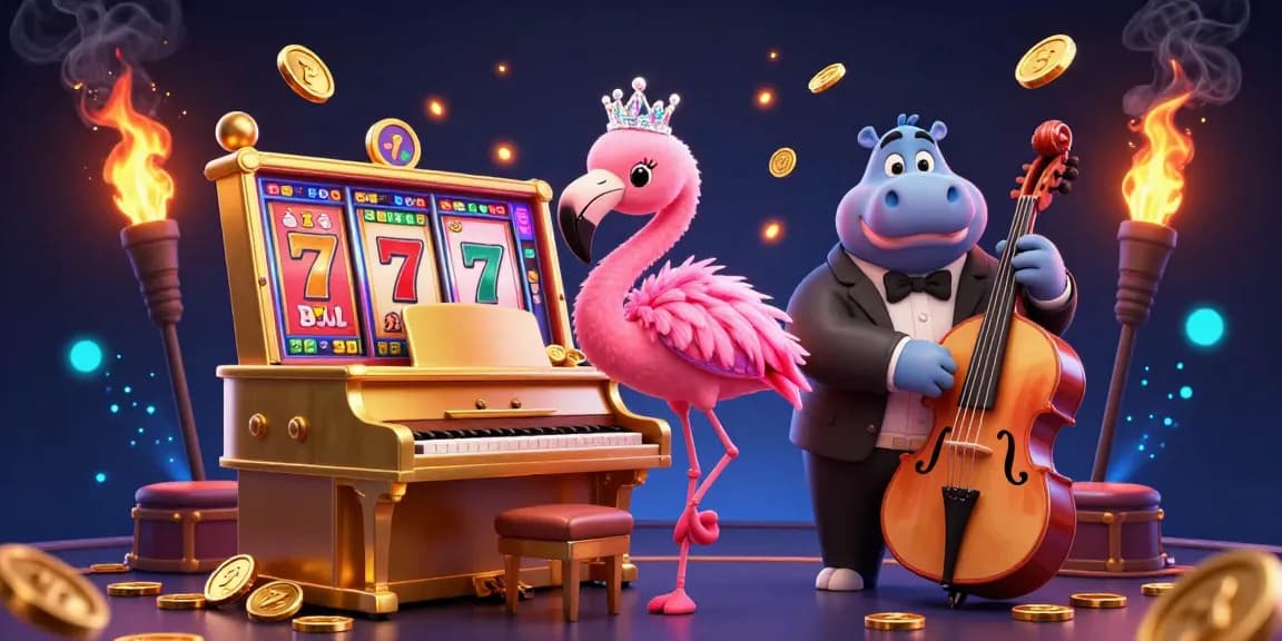 Engage in the vibrant world of 39bet with this dynamic casino scene featuring exciting slots and lively characters.
