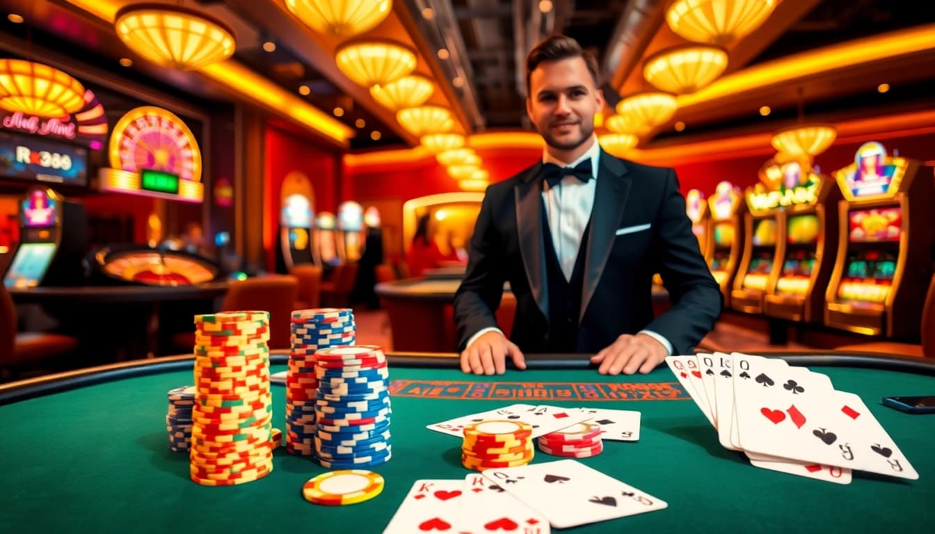Experience the thrill of betting at xn88, with vibrant casino tables and professional dealers.