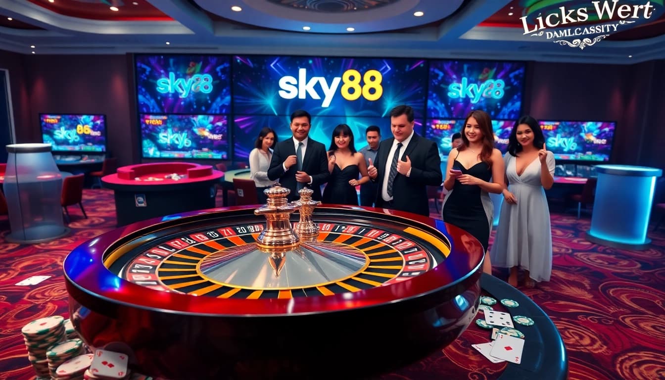 Engage with Sky88's thrilling online gambling experience featuring luxurious casino elements.