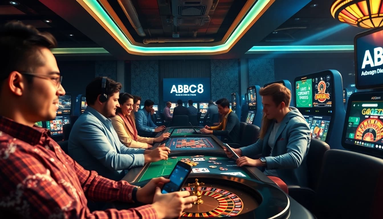 Engaging online gaming scene at ABC8 with vibrant colors and dynamic players.