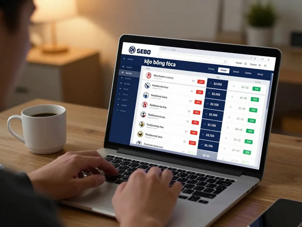 Engaging with kèo bóng đá on an online betting interface in a cozy home office