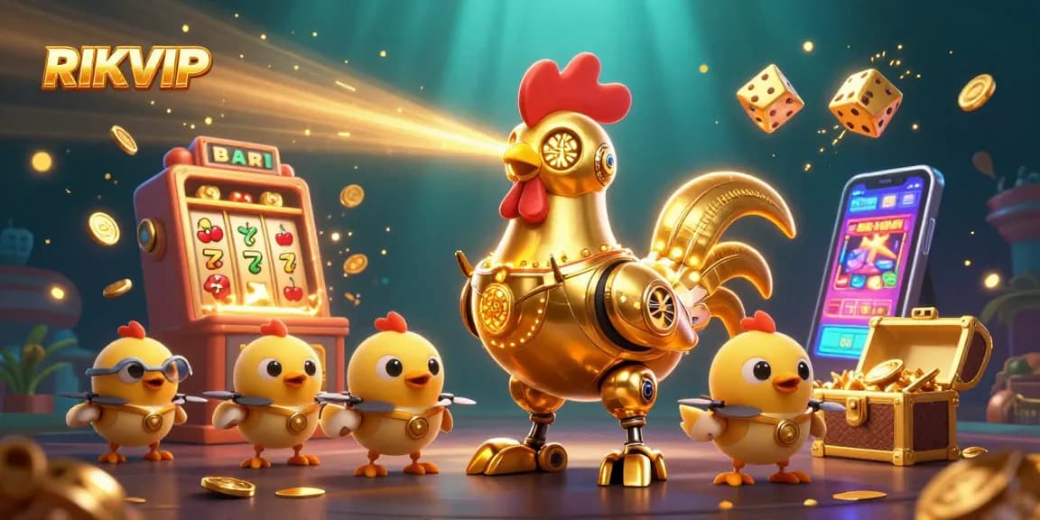 Experience the thrilling excitement at RIKVIP with vibrant 3D casino and slot elements!