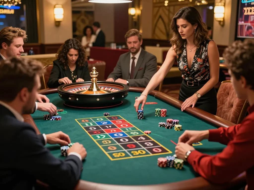 Players engaging in the vibrant atmosphere at VA88 roulette table, highlighting the excitement of high-stakes gambling