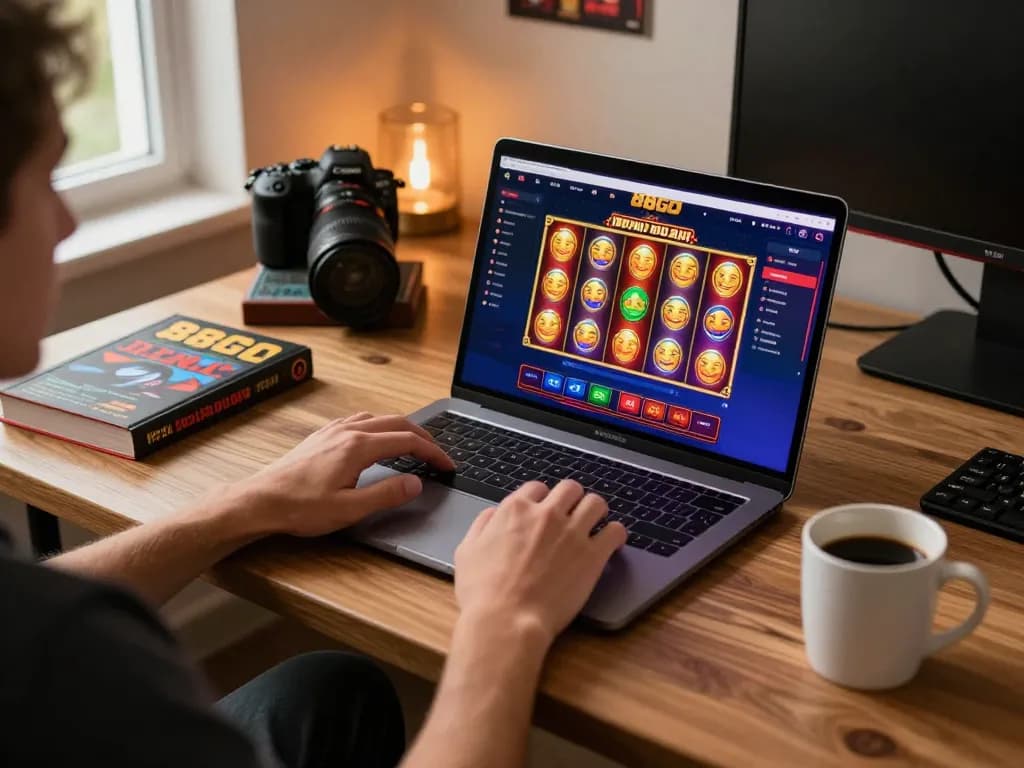 Player enjoying slots on 88GO online casino, dynamic interface seen on laptop screen