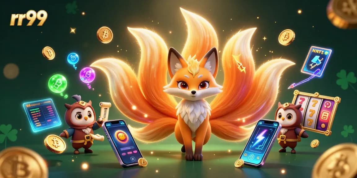 Play exciting games at rr99 as the nine-tailed fox spirit unleashes vibrant luck under a casino dreamscape.