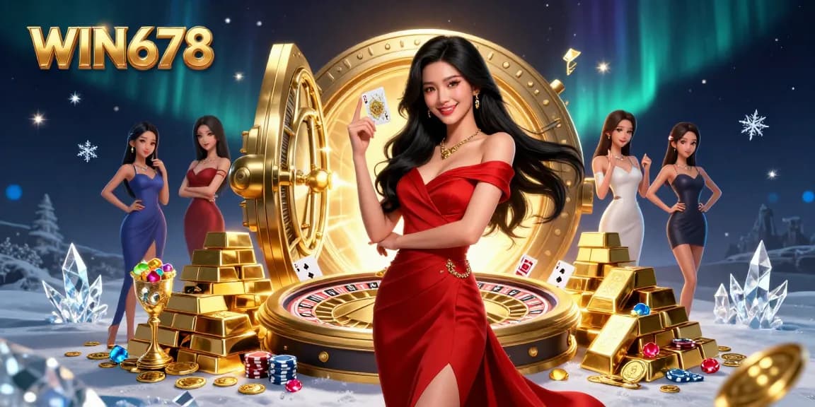 Experience the thrill of gaming at WIN678, with a beautiful dealer and roulette wheel.