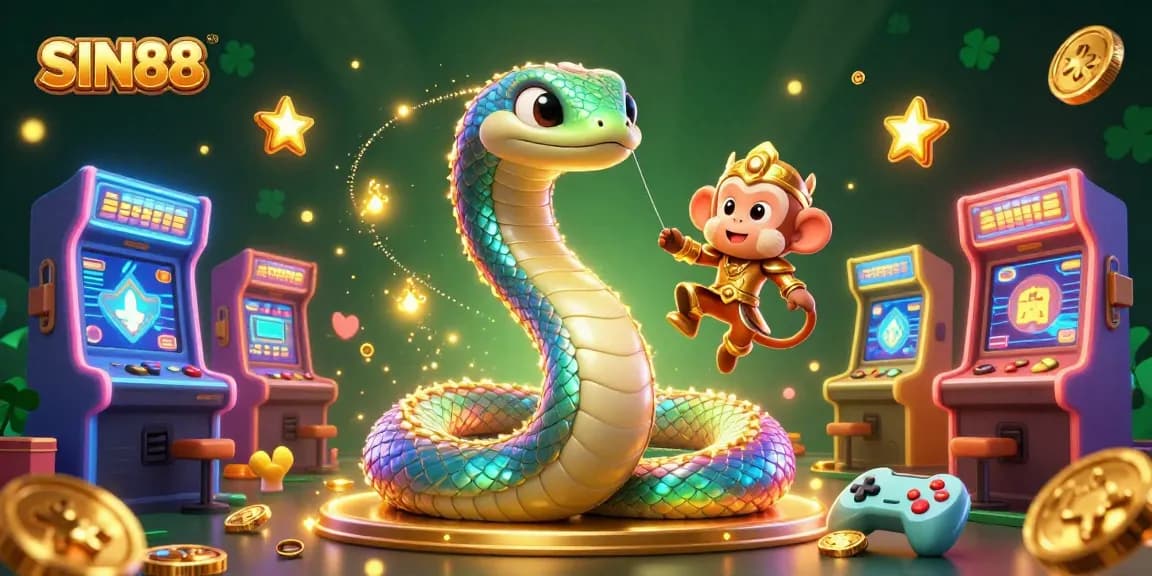 SIN88 engaging gamblers with a vibrant, dynamic casino scene filled with playful characters and gaming elements.