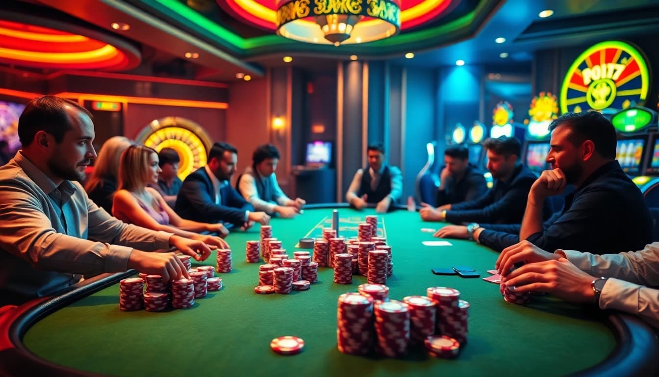Experience high-stakes poker action at https://88aa1.org/ with vibrant casino ambience and luxury elements.