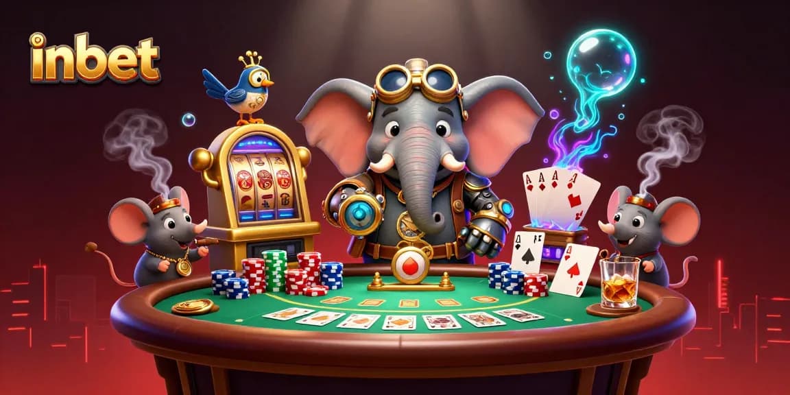 Engage with inbet's thrilling 3D steampunk casino experience featuring an engineer and dynamic game elements.