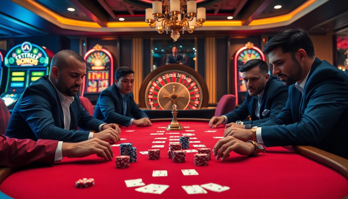 Engage in an exciting poker game featuring BDTK66 themed poker chips and cards.