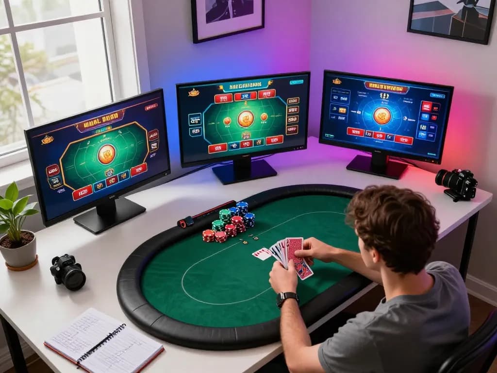 Engaging poker game setup showcasing 88clb actions with cards and chips during an online session.