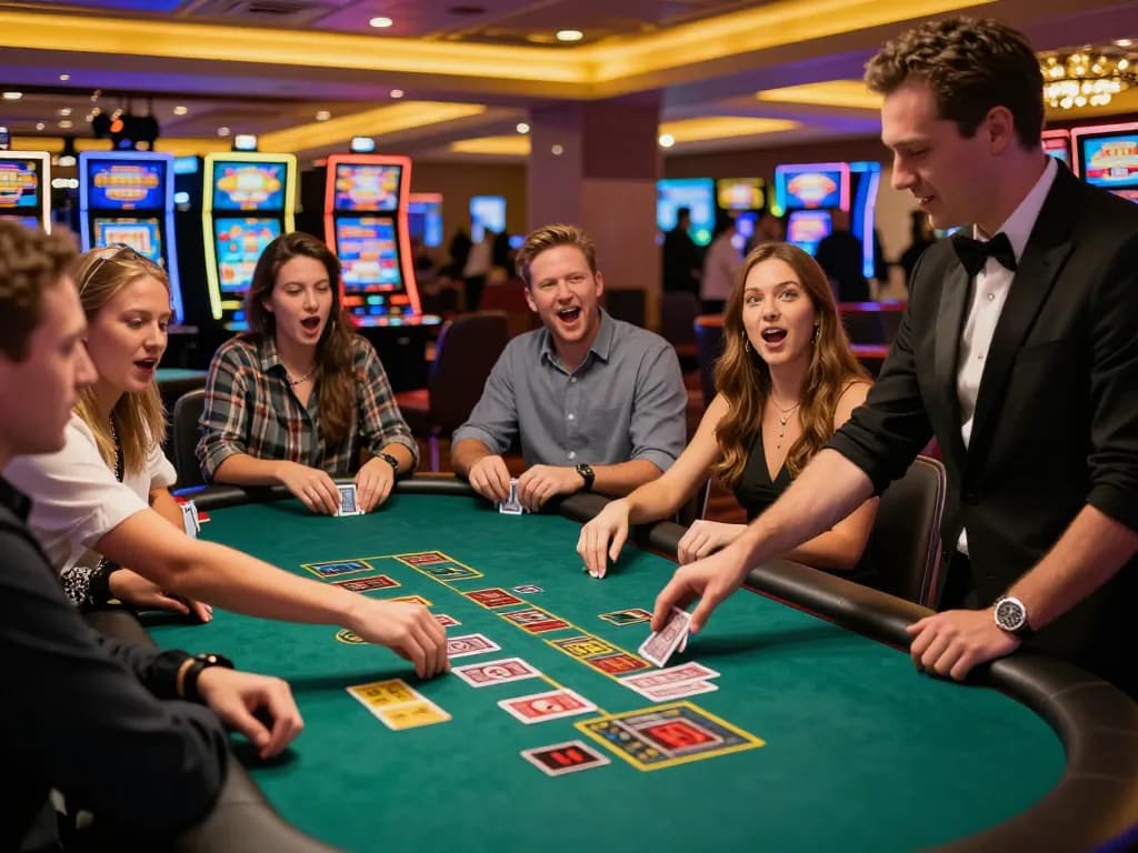 Players experiencing the excitement of blackjack at sunwin casino, showcasing vibrant gameplay and engaging atmosphere.