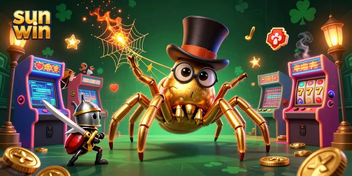 Engage with vibrant games and triumph at Sun Win's casino, featuring golden characters and exciting gaming elements.