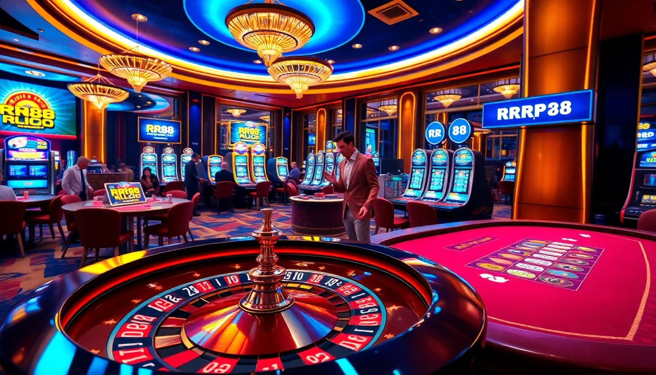 Experience the exciting world of RR88 gambling with engaging casino elements like roulette and poker.