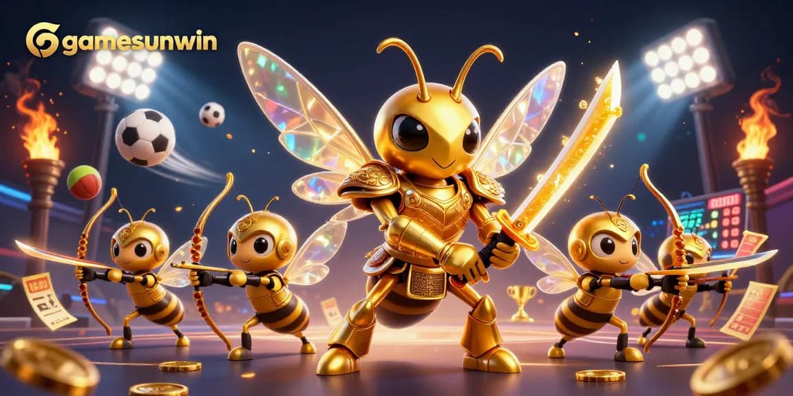 Winning big at gamesunwin with a dynamic casino-themed illustration featuring action-packed characters and exciting elements.