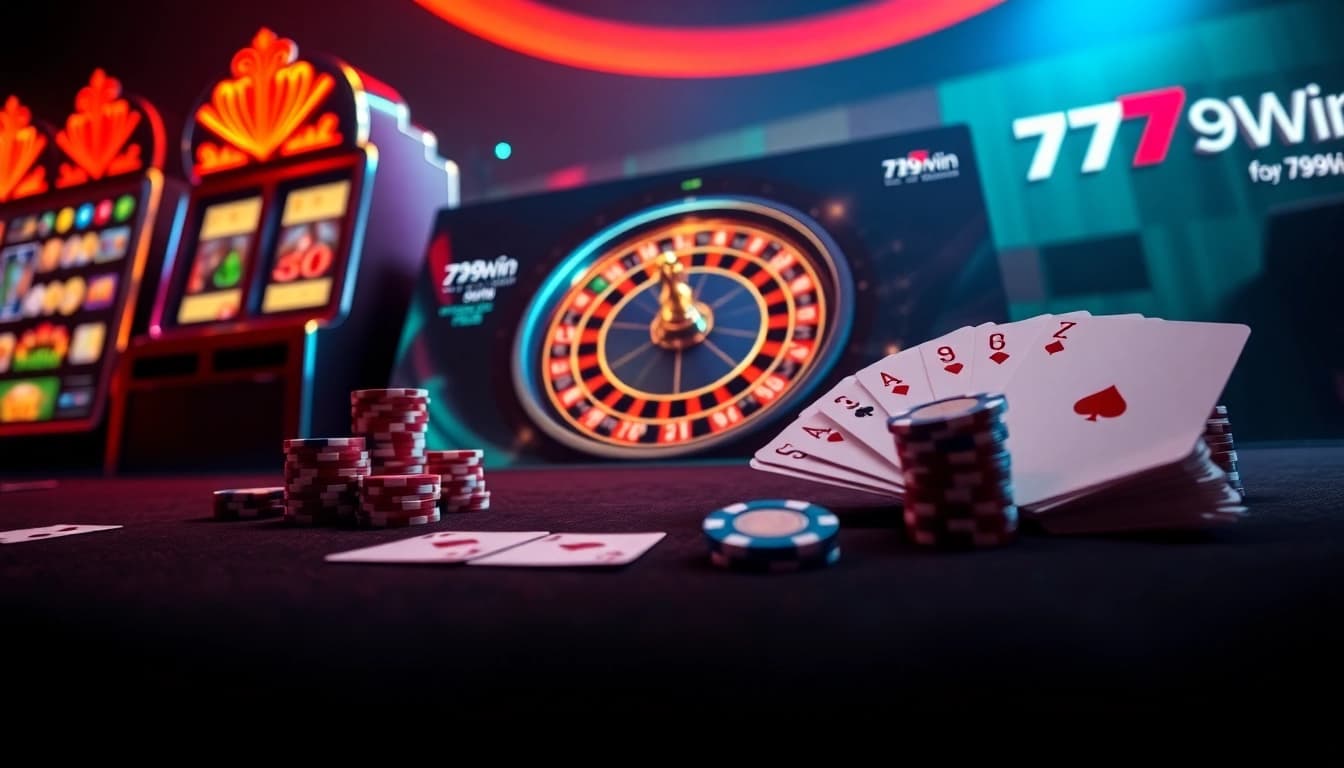789Win platform showcasing live roulette wheel spinning with vibrant poker chips and cards in action