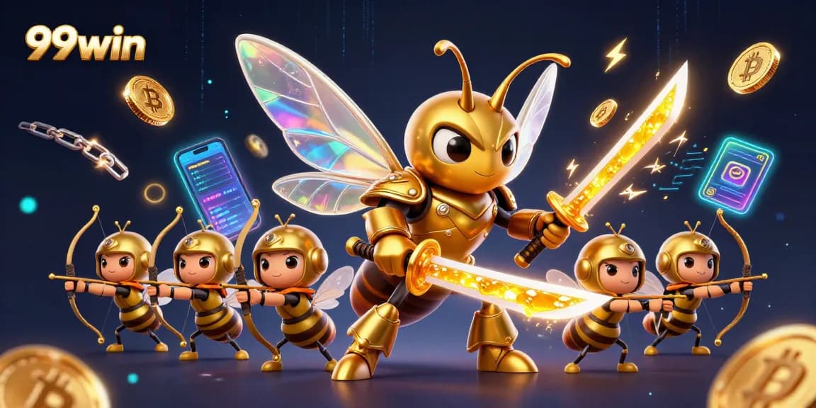 Engage in epic gaming with 99win, featuring a vibrant 3D casino scene filled with colorful elements.