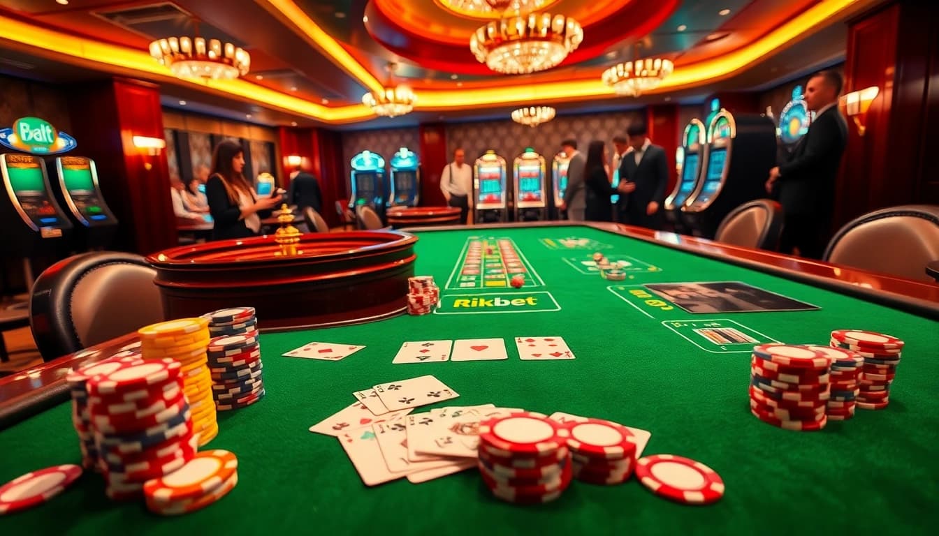 Experience thrilling gaming action at rikbet's luxurious casino tables.