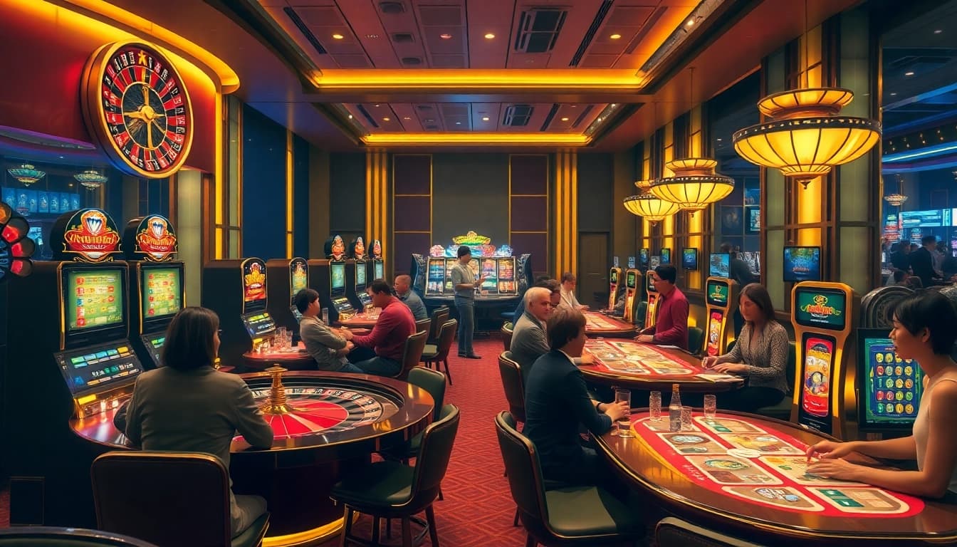 Experience the thrill at https://net88.wtf/ with vibrant slot machines and bustling poker tables.