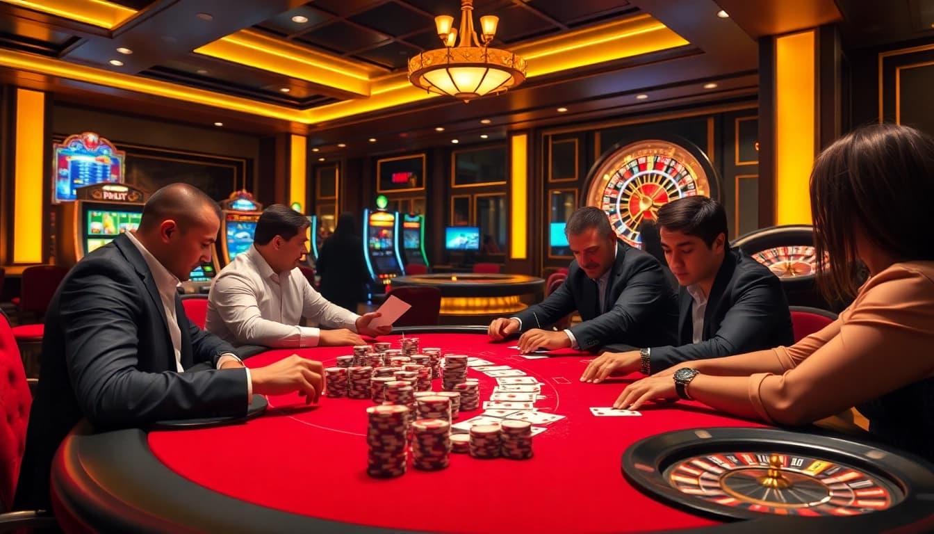 Engage in high-stakes poker action at a luxurious casino table, bomwin strategy emphasized.