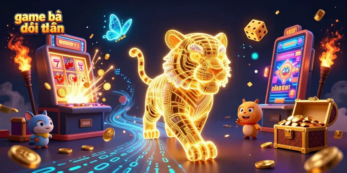 Win big with game bài đổi thưởng illustrated in a vibrant digital casino scene.
