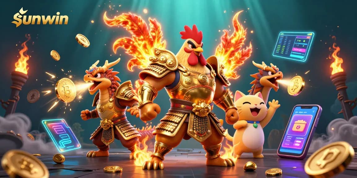 Experience sunwin's dynamic gaming world with vibrant characters and crypto elements lighting up the action.
