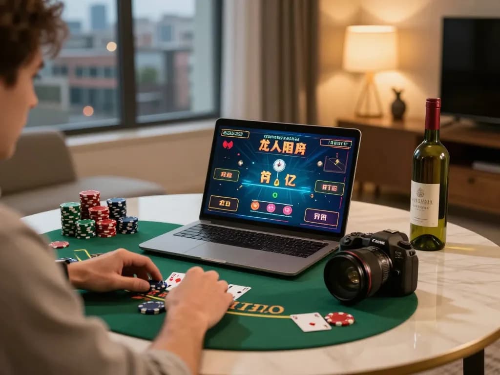 Playing blackjack on 789Club with immersive online gaming setup featuring poker chips and warm lighting.
