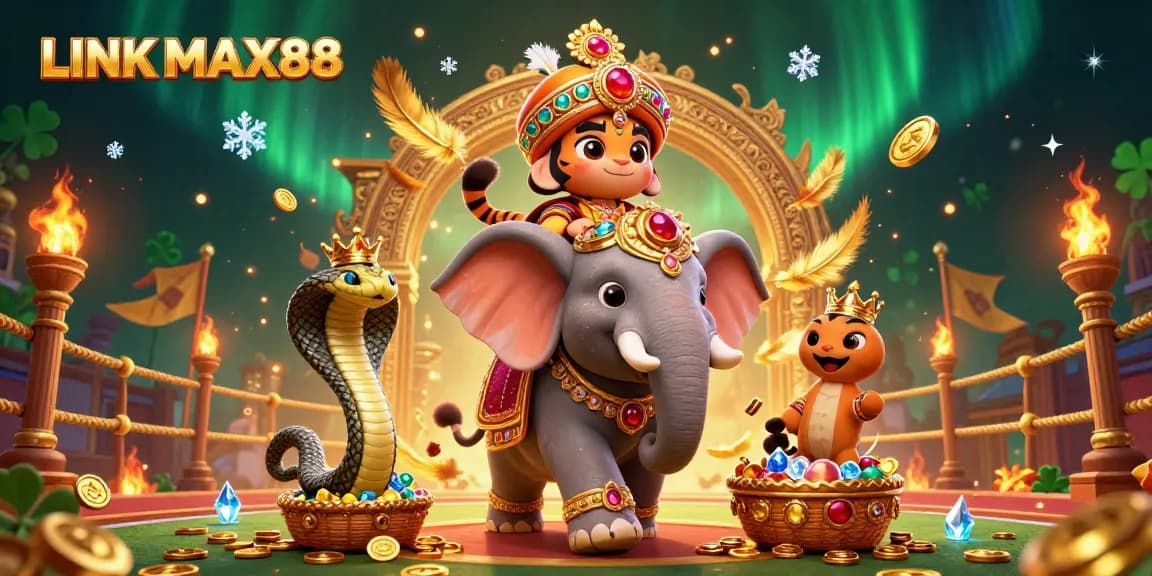 Experience thrilling wins with LINK MAX88 in this vibrant casino scene filled with excitement.