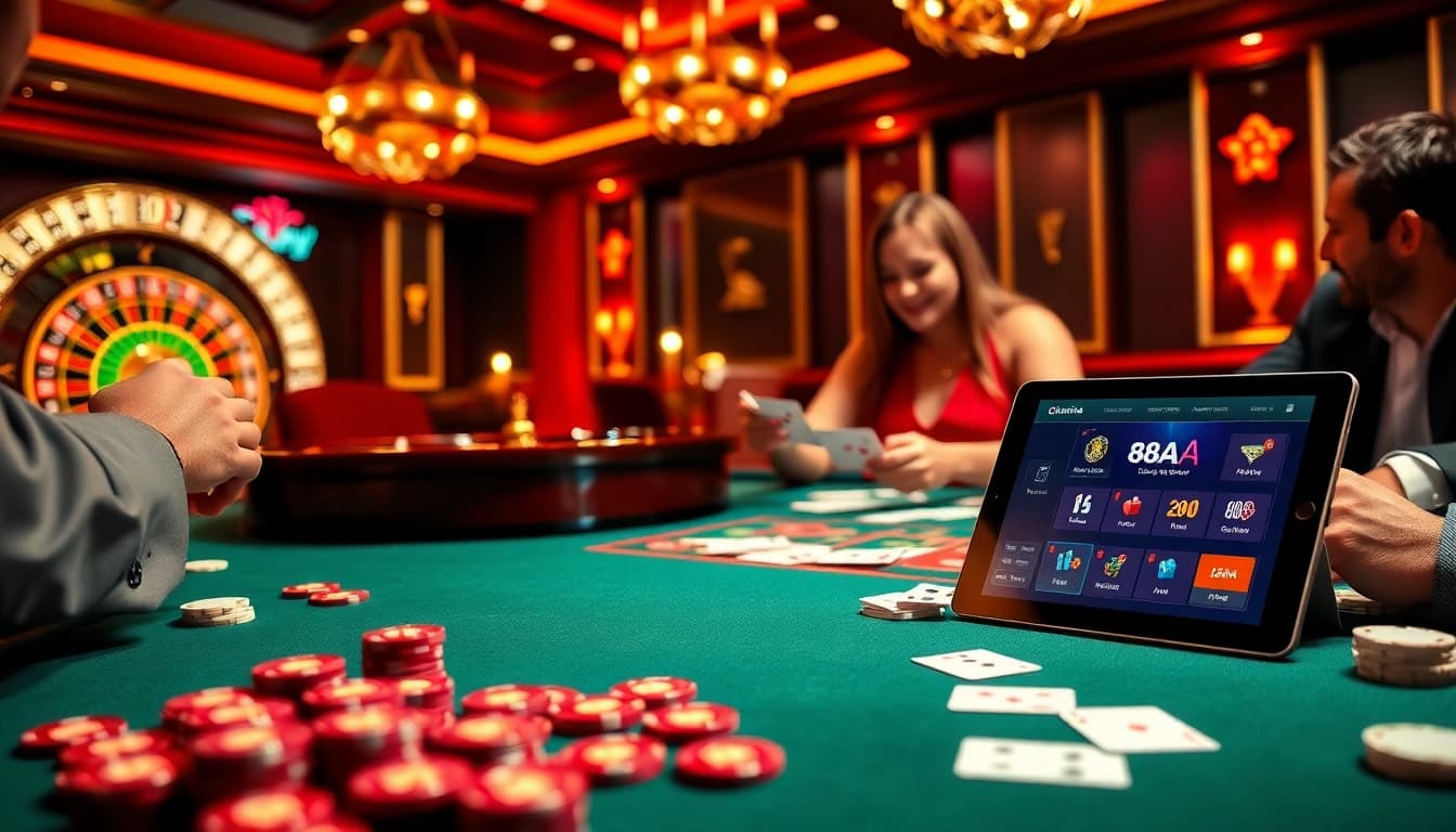Experience the thrill of 88AA with intense poker gameplay at a luxurious casino.
