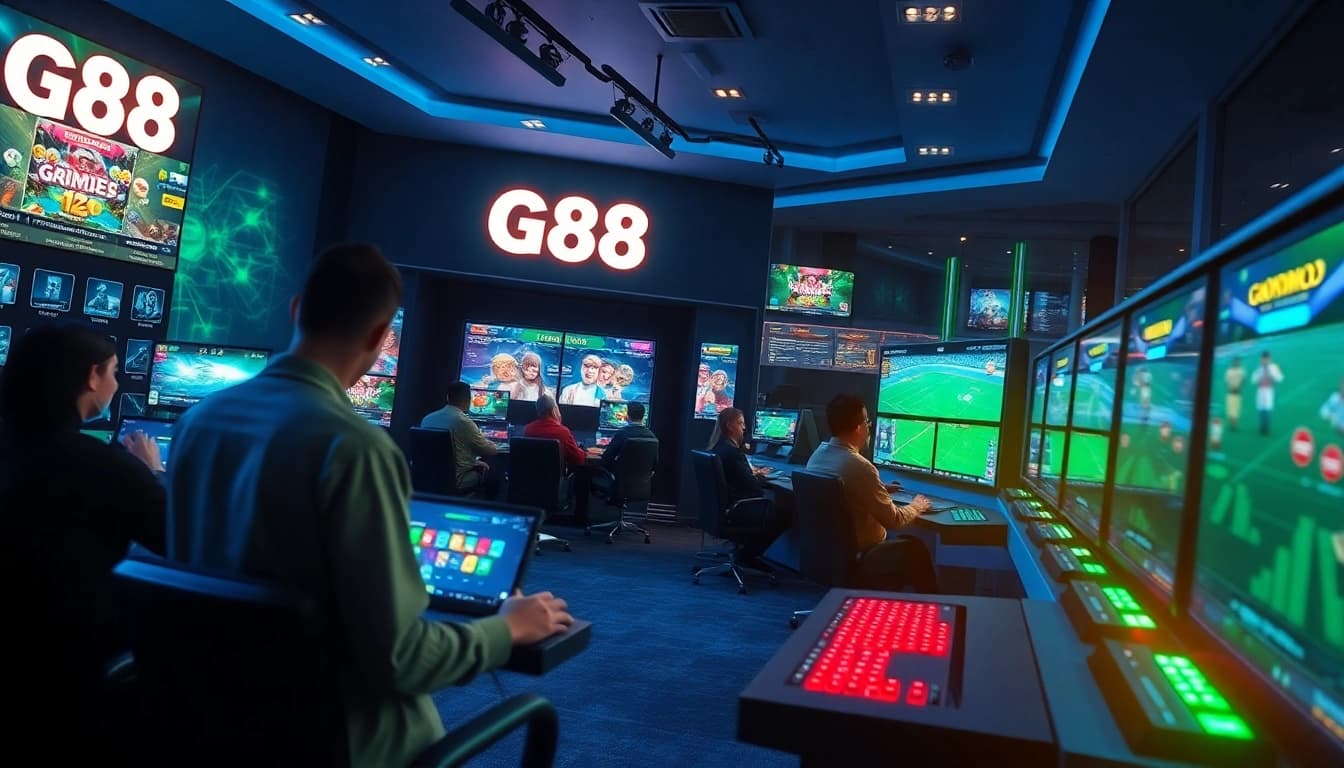 Interactive gaming scene on G88 platform showcasing vibrant games and players.