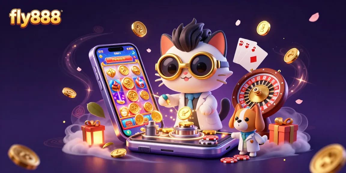 Experience the excitement of fly888's dynamic gaming environment with golden coins and vibrant slot games!