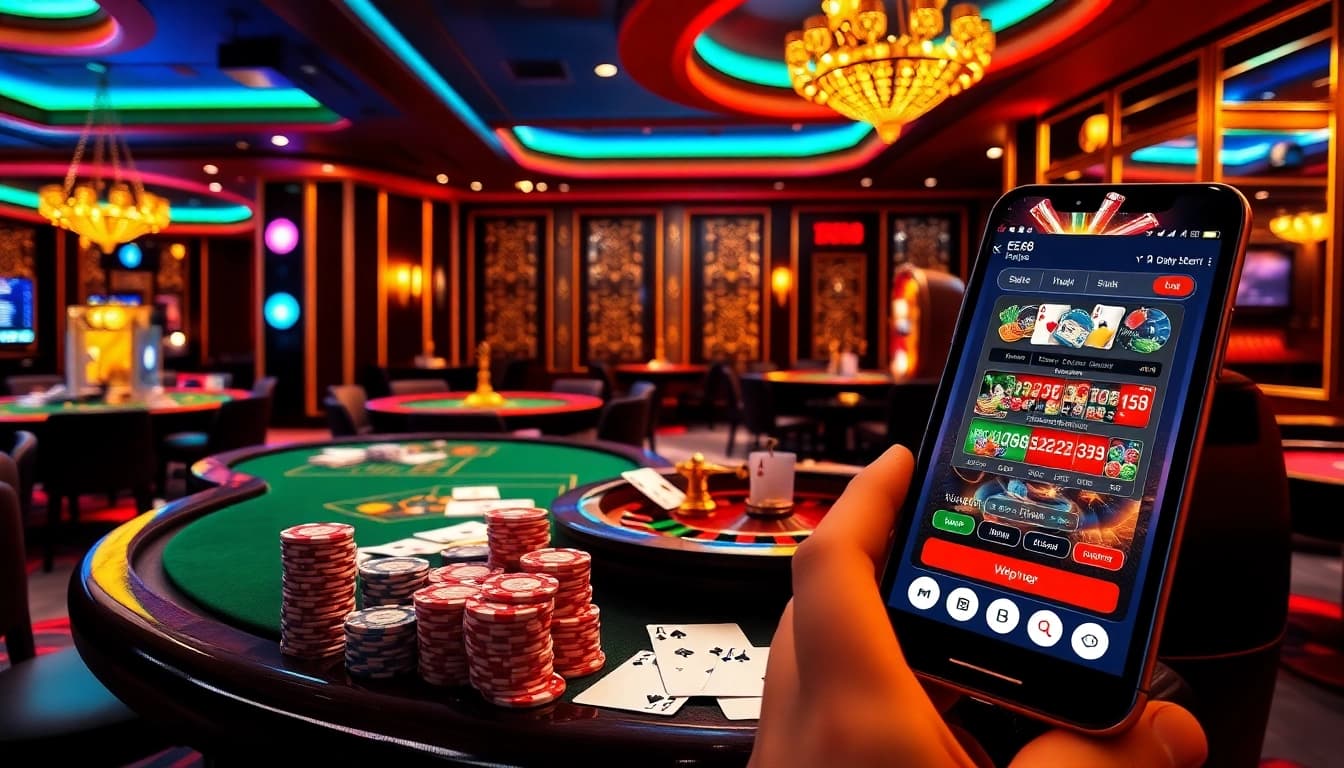 Players enjoying a high-energy gaming experience at ee88 online casino with vibrant tables and luxury graphics.