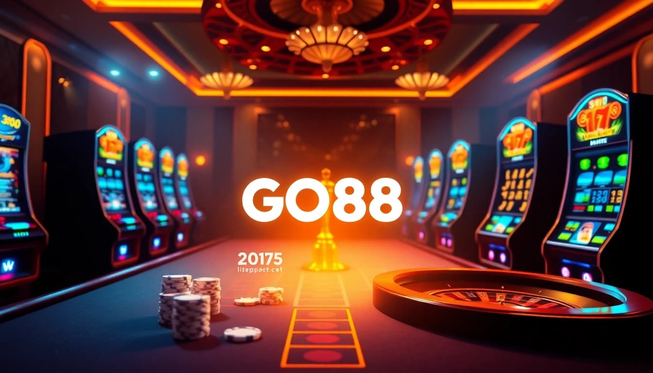 GO88 casino scene with vibrant tables and exciting gaming atmosphere