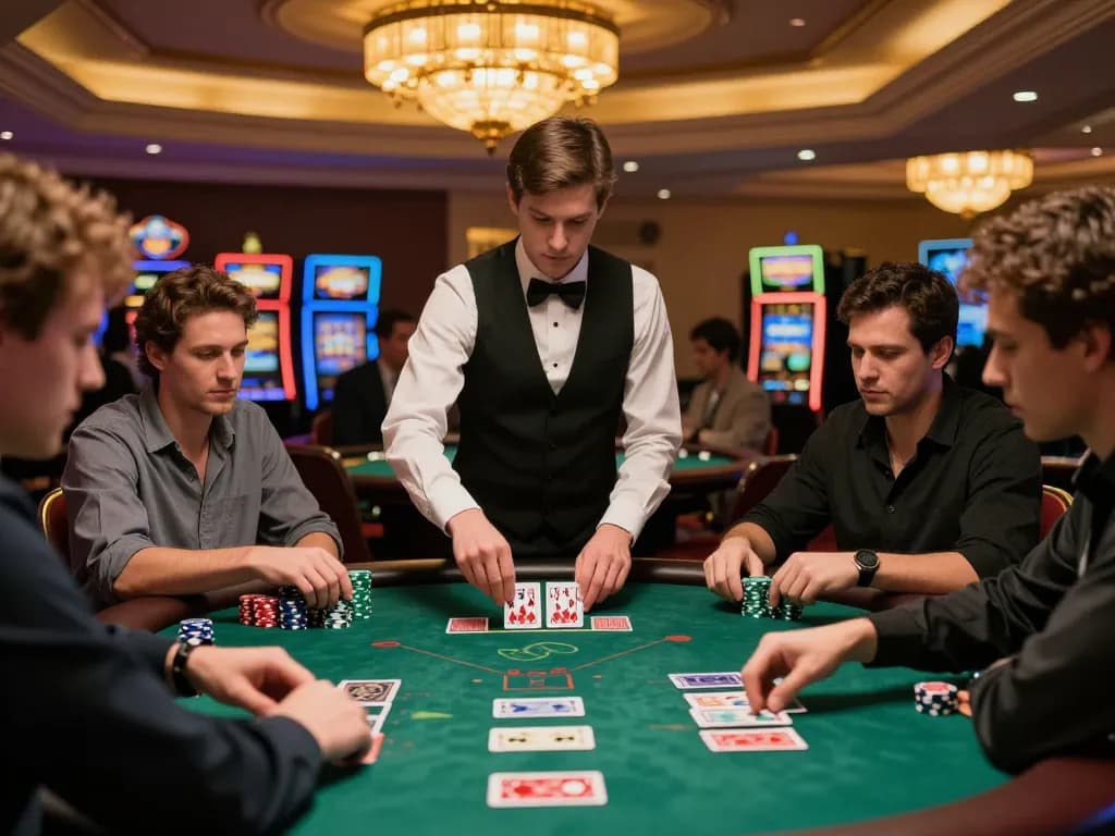Experience the thrill of blackjack at 789WIN with players strategizing their bets.
