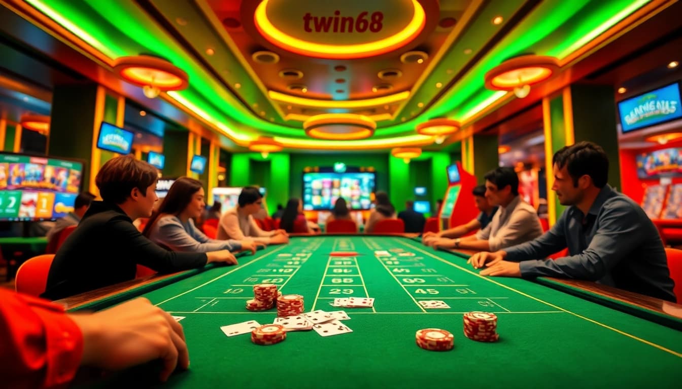 Engaging players in the lively Twin68 online gaming platform environment with vibrant colors and modern elements.
