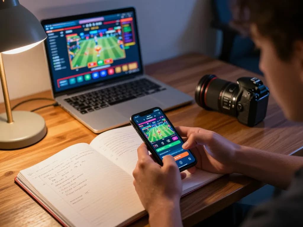 BCX88 user analyzing betting strategies on smartphone for live sports events.