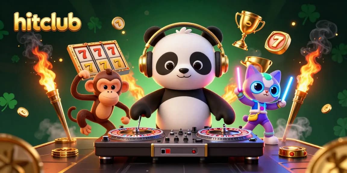 Experience the thrill at hitclub, showcasing a vibrant 3D scene with lively casino elements and dynamic characters.
