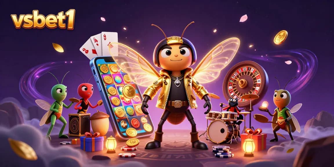 Engage with exciting casino fun featuring a vibrant vsbet1 illustration with characters, games, and rich details.