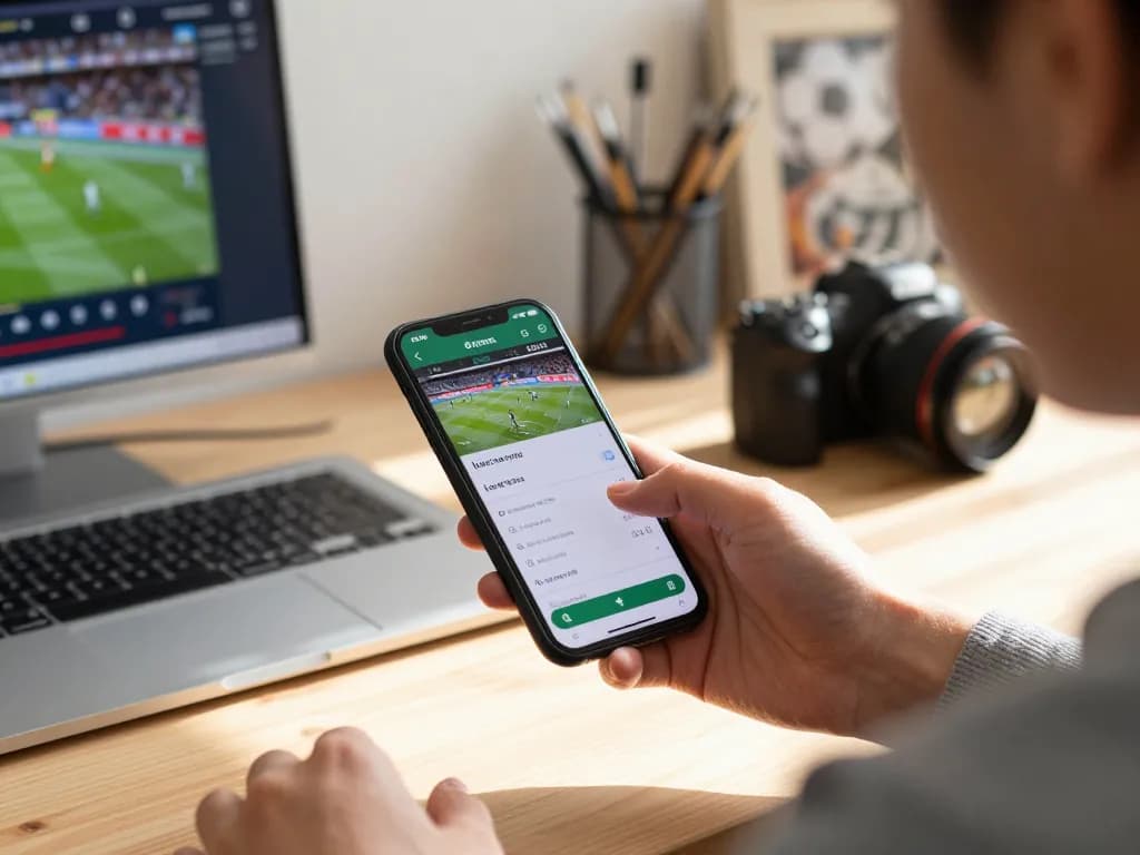 Person placing bets on Nhà cái Lucky88 using a smartphone, showcasing lively online gambling excitement.