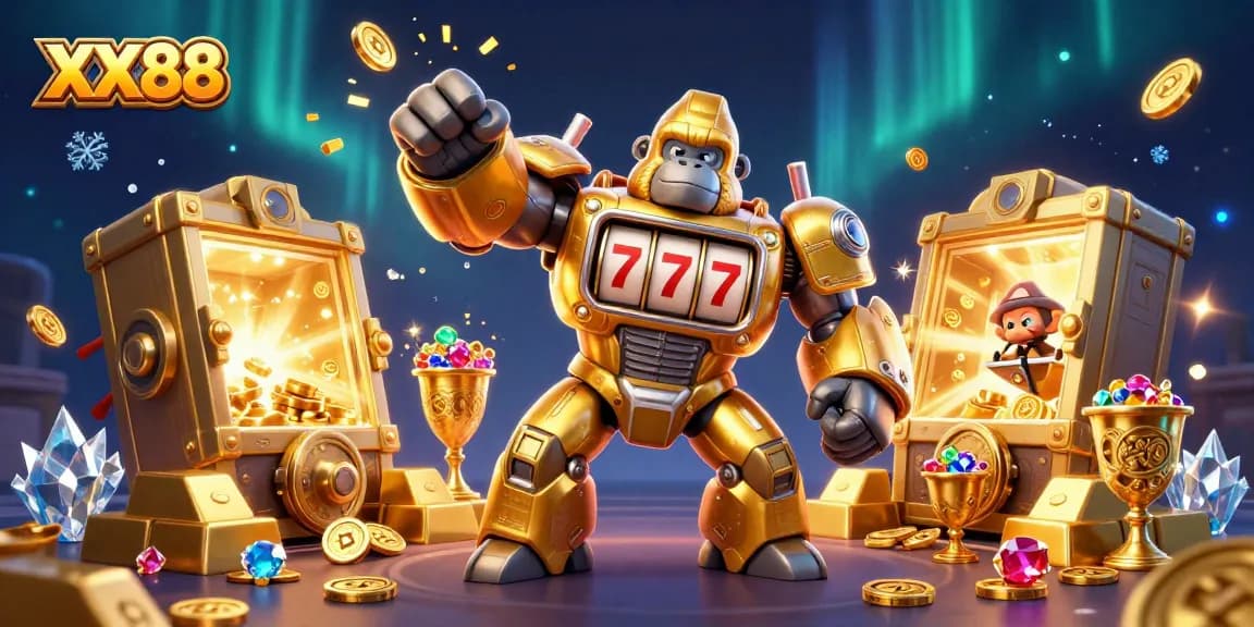 Experience winning jackpots with the vibrant XX88 casino featuring a transformer gorilla mech.