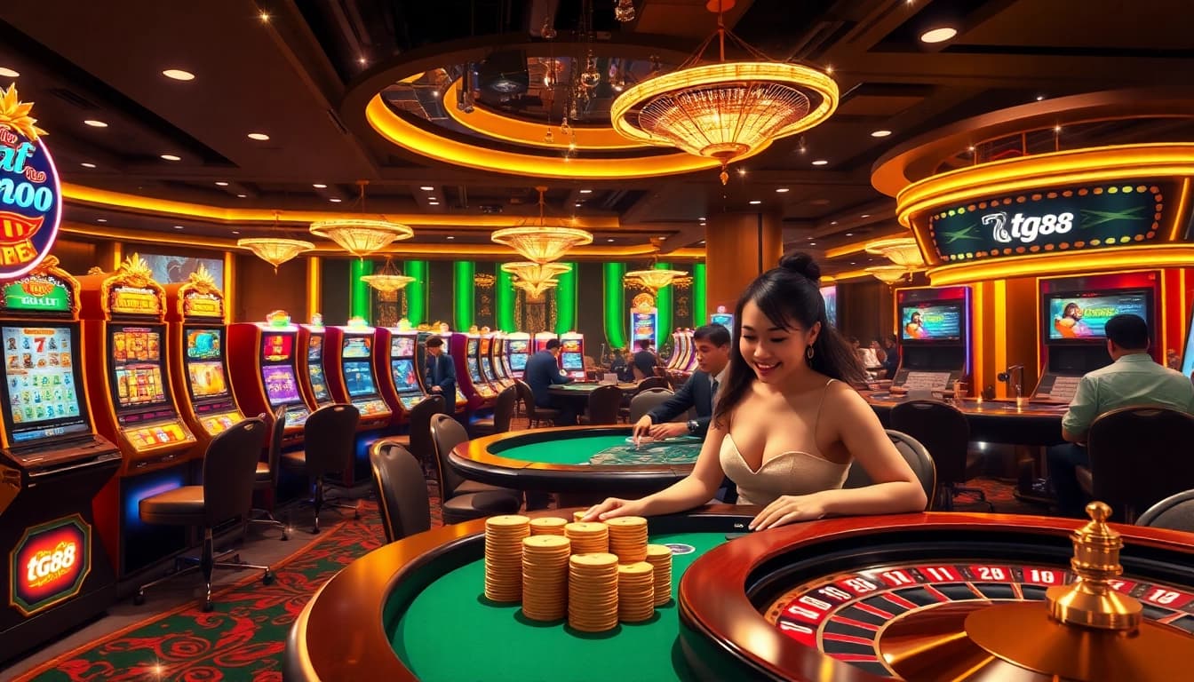 Experience the excitement of tg88 at a busy casino with players engaging in thrilling games.