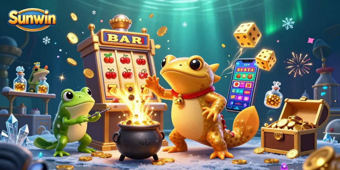 Experience the excitement of Sunwin with a vibrant casino scene bursting with gold coins and fun!