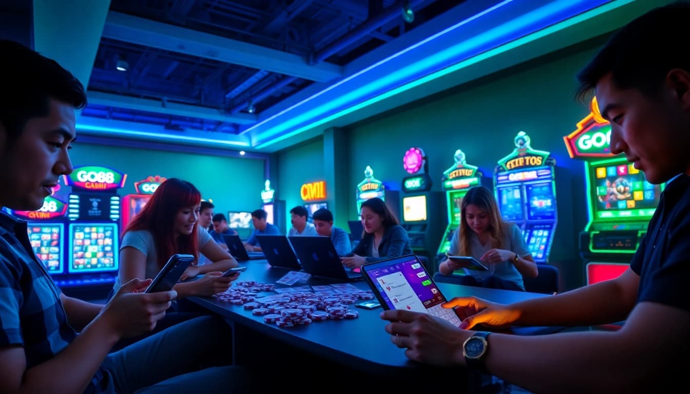 Experience GO88's thrilling online gaming platform with vibrant visuals and engaging players.