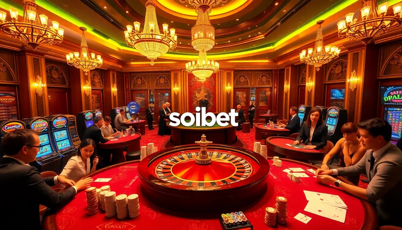 Experience thrilling gameplay at เว็บ soibet - a luxurious casino scene with exciting tables and players.