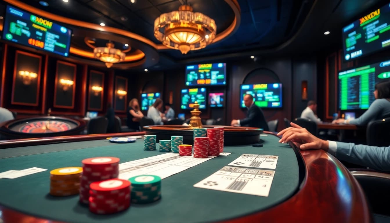 xocdia88 players enjoying an exciting game of xocdia at a luxurious casino table.