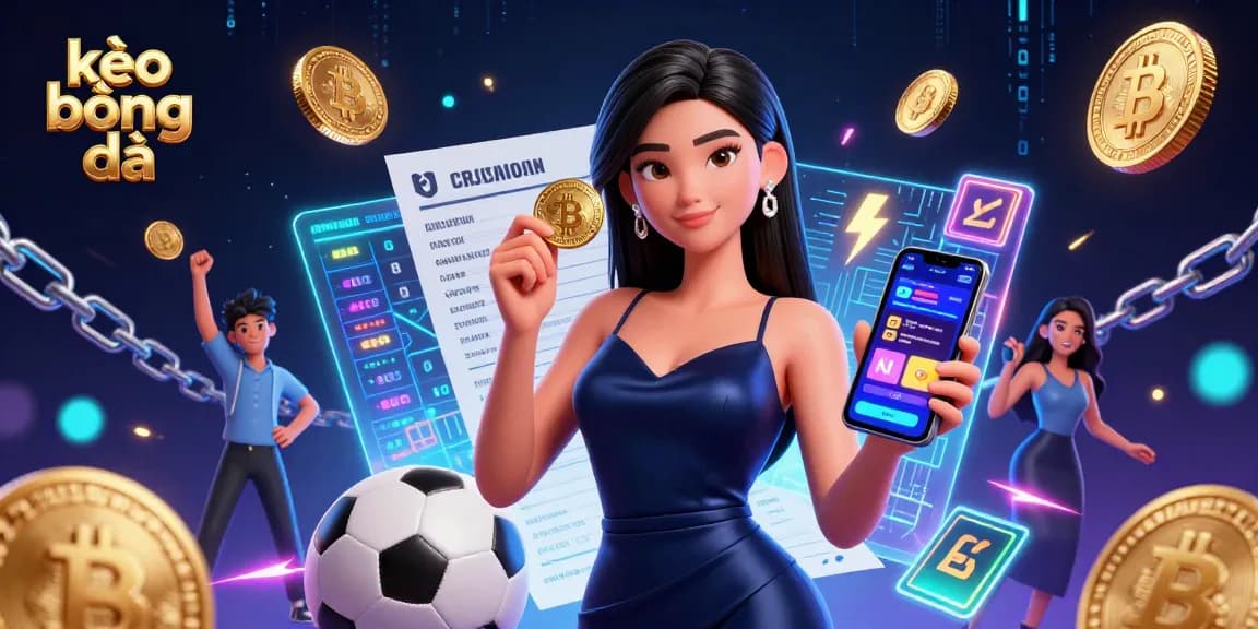Engage in kèo bóng đá sports betting with vibrant visuals of our confident character showcasing betting technologies.