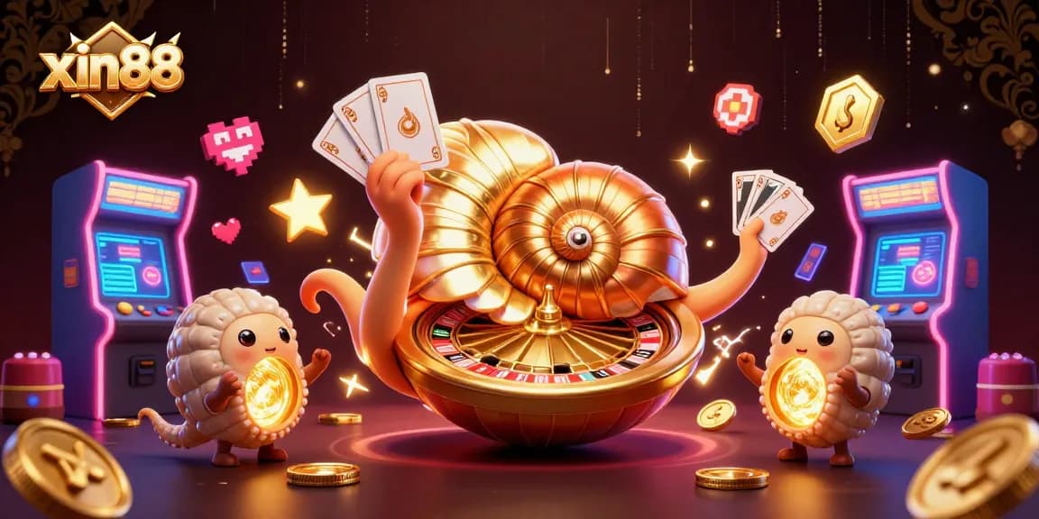 Engage with xin88's gaming excitement illustrated through a vibrant 3D scene of lively casino action.