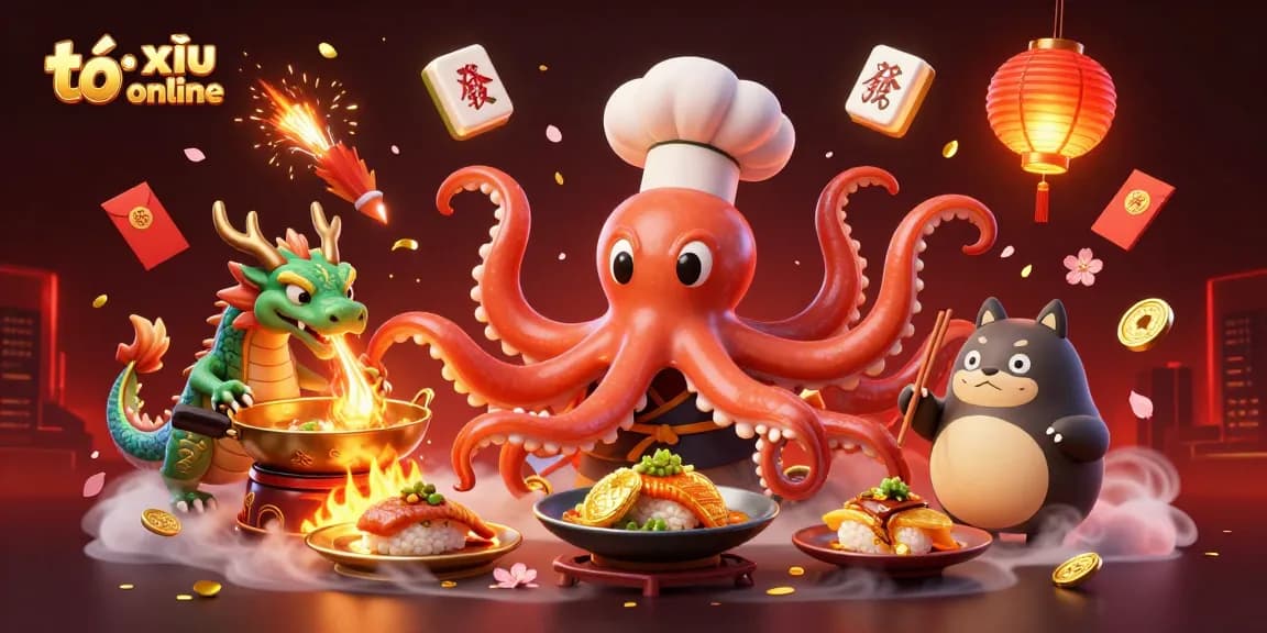 Engaging scene of a vibrant tài xỉu online game with characters and decorations, showcasing playful energy.